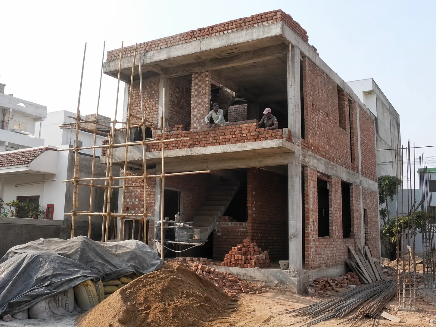 Indian independent home under construction in Jaipur