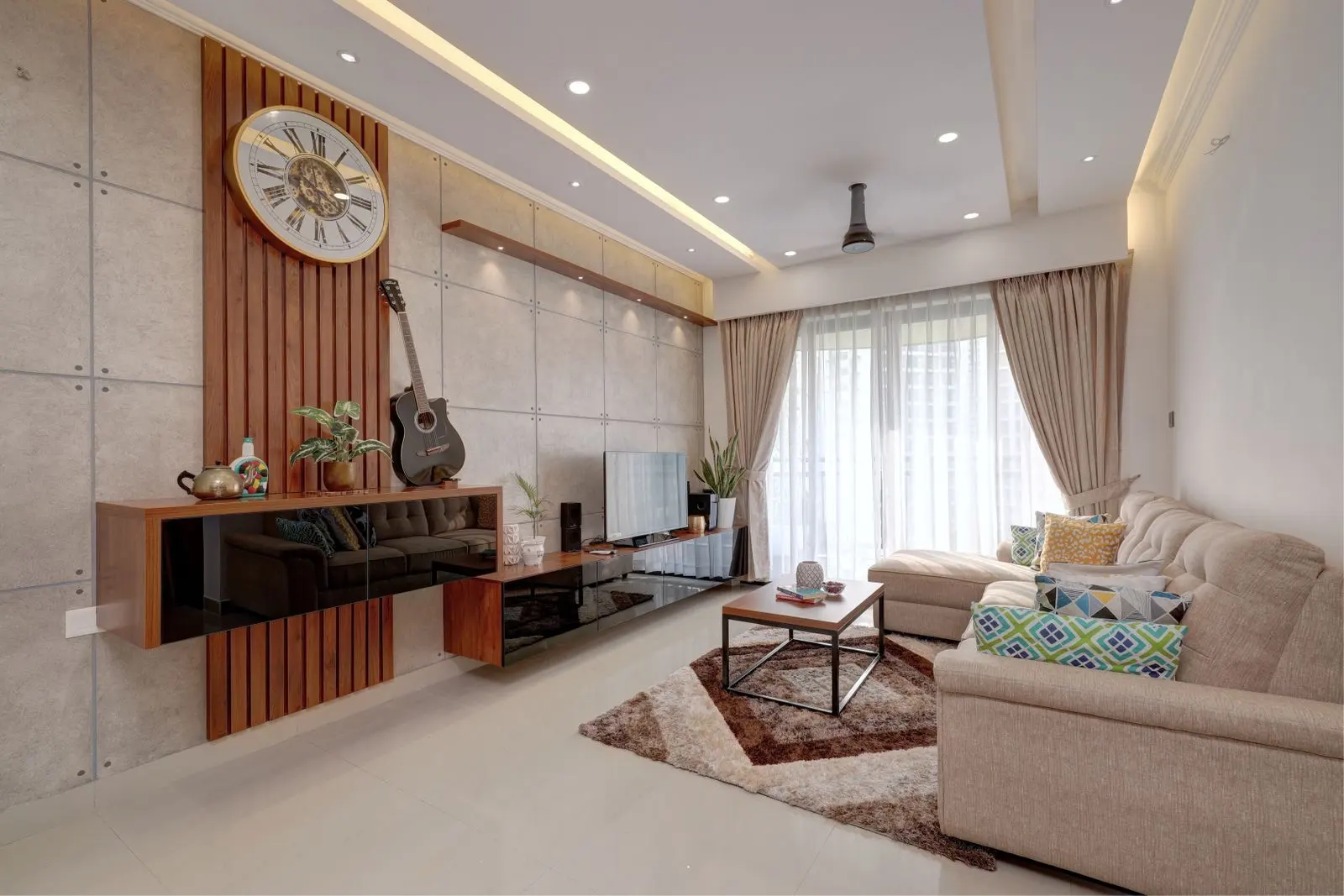Warm, livable modern interiors visual reference for Indian home construction